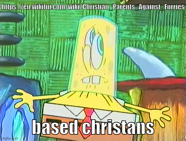 https://en.wikifur.com/wiki/Christian_Parents_Against_Furries | https://en.wikifur.com/wiki/Christian_Parents_Against_Furries; based christans | image tagged in memes,funny,glassbob,christans,anti furry,based | made w/ Imgflip meme maker