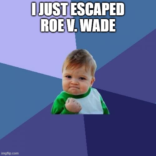 Success Kid | I JUST ESCAPED ROE V. WADE | image tagged in memes,success kid | made w/ Imgflip meme maker