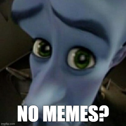 no megamind | NO MEMES? | image tagged in no megamind | made w/ Imgflip meme maker