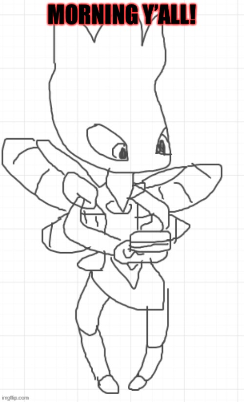 Death with cake (handdrawn) | MORNING Y’ALL! | image tagged in death with cake handdrawn | made w/ Imgflip meme maker