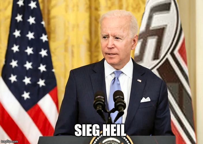 Joe Biden with US and Nazi German Flag | SIEG HEIL | image tagged in joe biden with us and nazi german flag | made w/ Imgflip meme maker