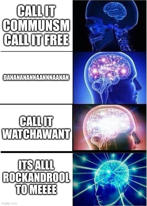 any tesla boys? | CALL IT COMMUNSM CALL IT FREE; DANANANANNAANNNAANAN; CALL IT WATCHAWANT; ITS ALLL ROCKANDROOL TO MEEEE | image tagged in memes,expanding brain | made w/ Imgflip meme maker