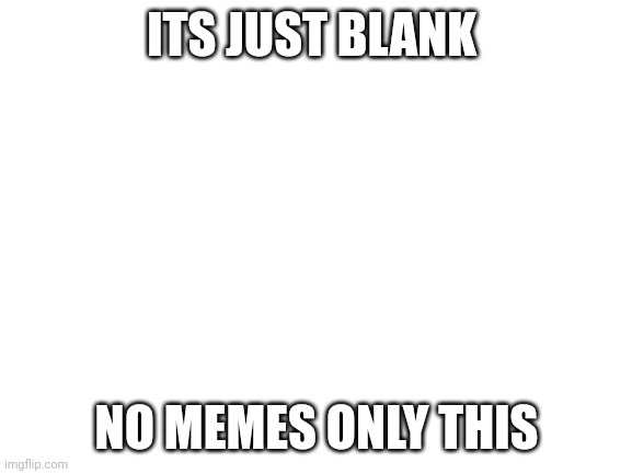 No meme | ITS JUST BLANK; NO MEMES ONLY THIS | image tagged in blank white template | made w/ Imgflip meme maker