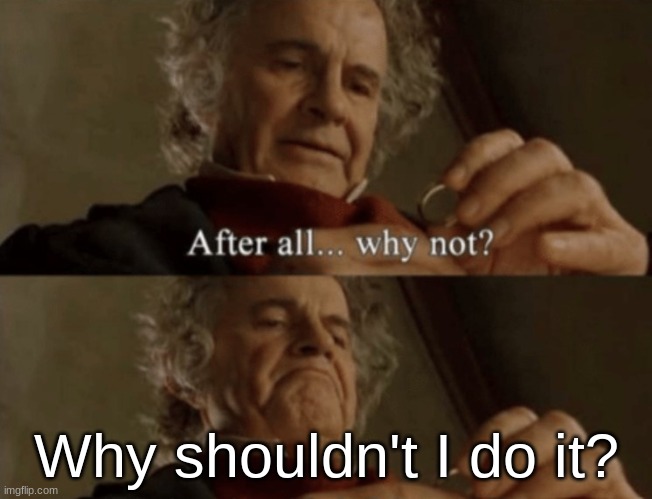 After all.. why not? | Why shouldn't I do it? | image tagged in after all why not | made w/ Imgflip meme maker