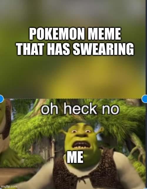 ... | POKEMON MEME THAT HAS SWEARING; ME | image tagged in oh no | made w/ Imgflip meme maker