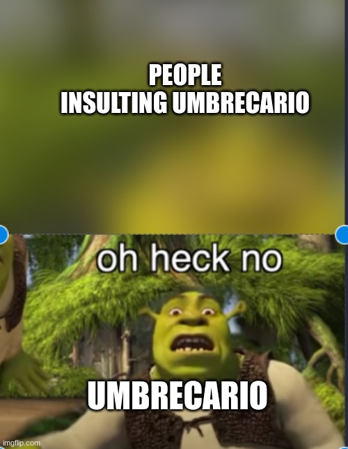 ... | PEOPLE INSULTING UMBRECARIO; UMBRECARIO | image tagged in oh no | made w/ Imgflip meme maker
