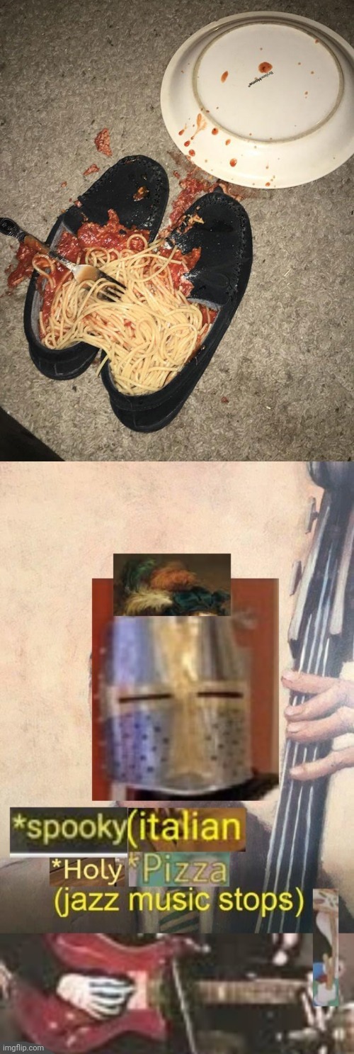 Spaghetti shoes | image tagged in spooky italian holy pizza jazz music stops,spaghetti,shoes,cursed image,memes,pasta | made w/ Imgflip meme maker