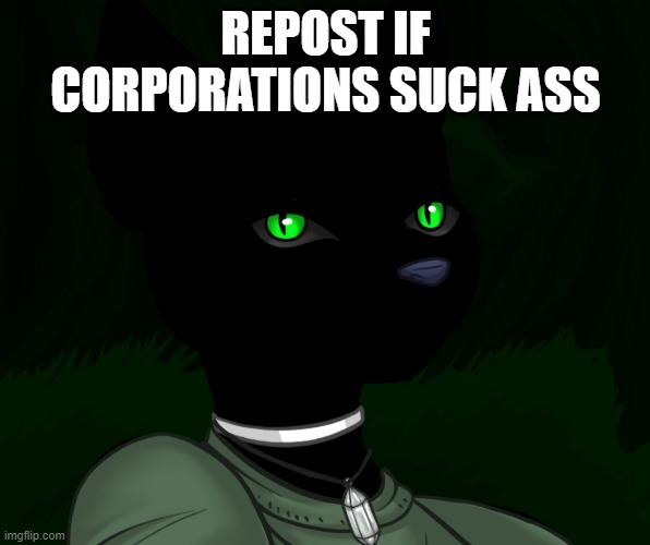 My new panther fursona | REPOST IF CORPORATIONS SUCK ASS | image tagged in my new panther fursona | made w/ Imgflip meme maker