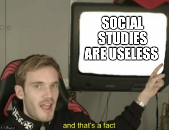 memes that make me cry 27 | SOCIAL STUDIES ARE USELESS | image tagged in and that's a fact | made w/ Imgflip meme maker