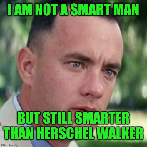 forrest gump i'm not a smart man | I AM NOT A SMART MAN; BUT STILL SMARTER THAN HERSCHEL WALKER | image tagged in forrest gump i'm not a smart man | made w/ Imgflip meme maker