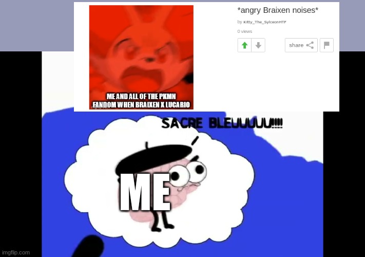 reaction | ME | image tagged in sacre bleuuuuuuuu | made w/ Imgflip meme maker