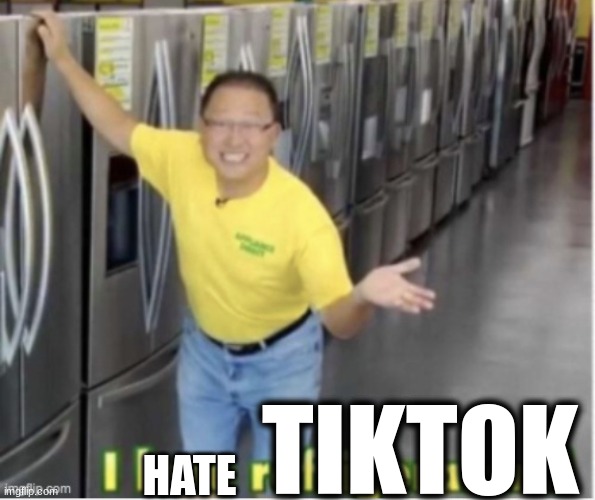 I love refrigerators! | TIKTOK HATE | image tagged in i love refrigerators | made w/ Imgflip meme maker