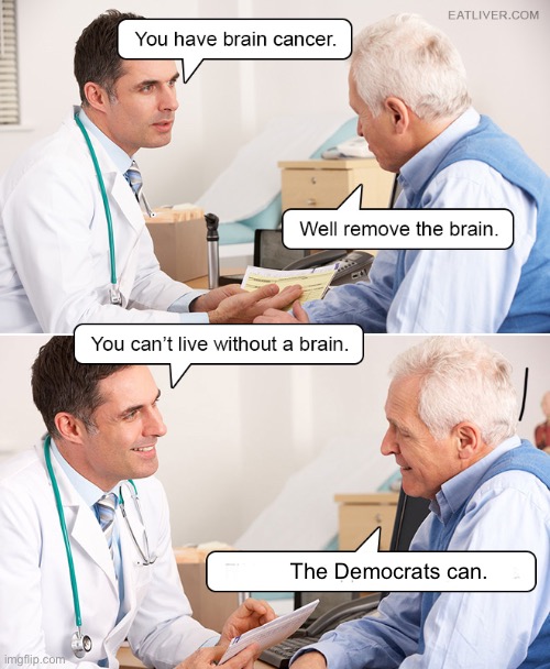 The Doctors Diagnosis | The Democrats can. | image tagged in doctors diagnosis,cancer,remove brain,cannot,democrats can,politics | made w/ Imgflip meme maker