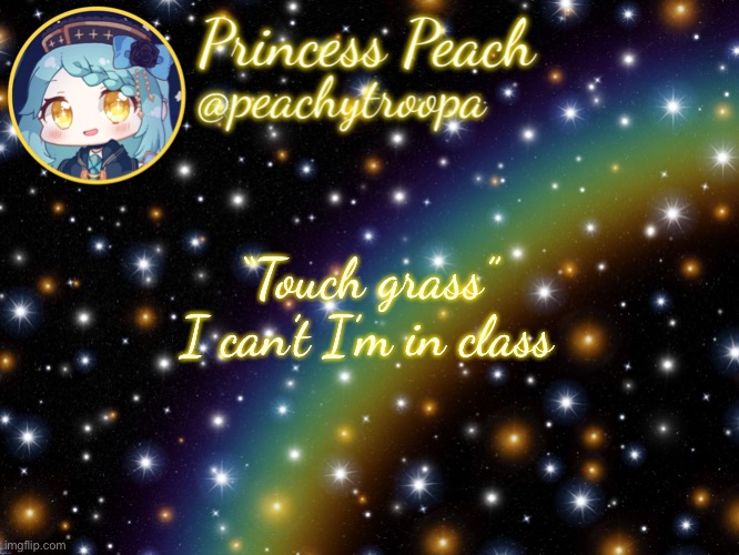 ✨Aesthetic Starry Temp✨ | “Touch grass” I can’t I’m in class | image tagged in aesthetic starry temp | made w/ Imgflip meme maker