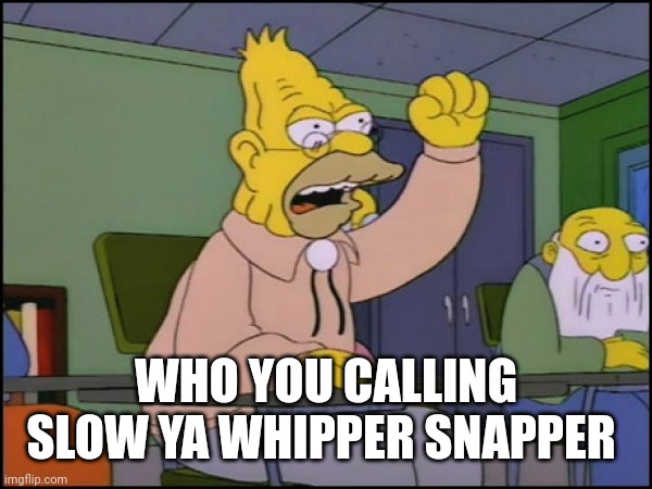 Abuelo Simpson | WHO YOU CALLING SLOW YA WHIPPER SNAPPER | image tagged in abuelo simpson | made w/ Imgflip meme maker