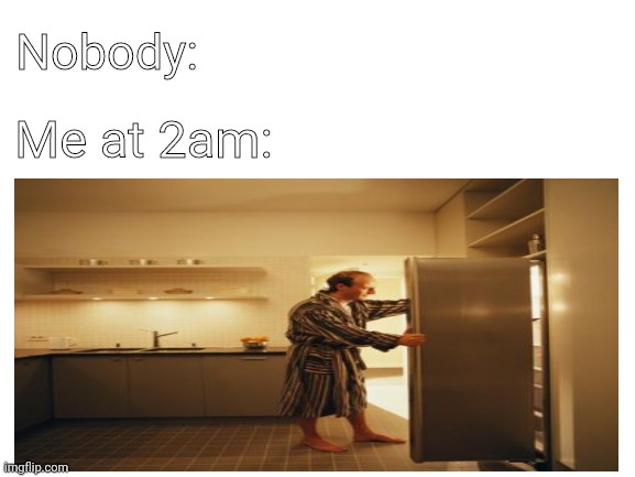 I should have eaten dinner.. :) | Nobody:; Me at 2am: | image tagged in fridge,memes | made w/ Imgflip meme maker