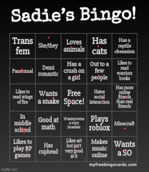 A | image tagged in sadie s bingo | made w/ Imgflip meme maker