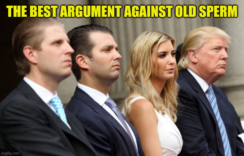 Nepotism squared. Sperm doesn't age like a fine wine | THE BEST ARGUMENT AGAINST OLD SPERM | image tagged in trump family bars | made w/ Imgflip meme maker