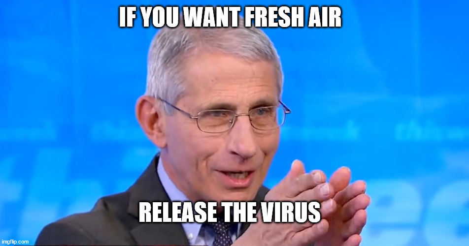 Dr. Fauci 2020 | IF YOU WANT FRESH AIR RELEASE THE VIRUS | image tagged in dr fauci 2020 | made w/ Imgflip meme maker