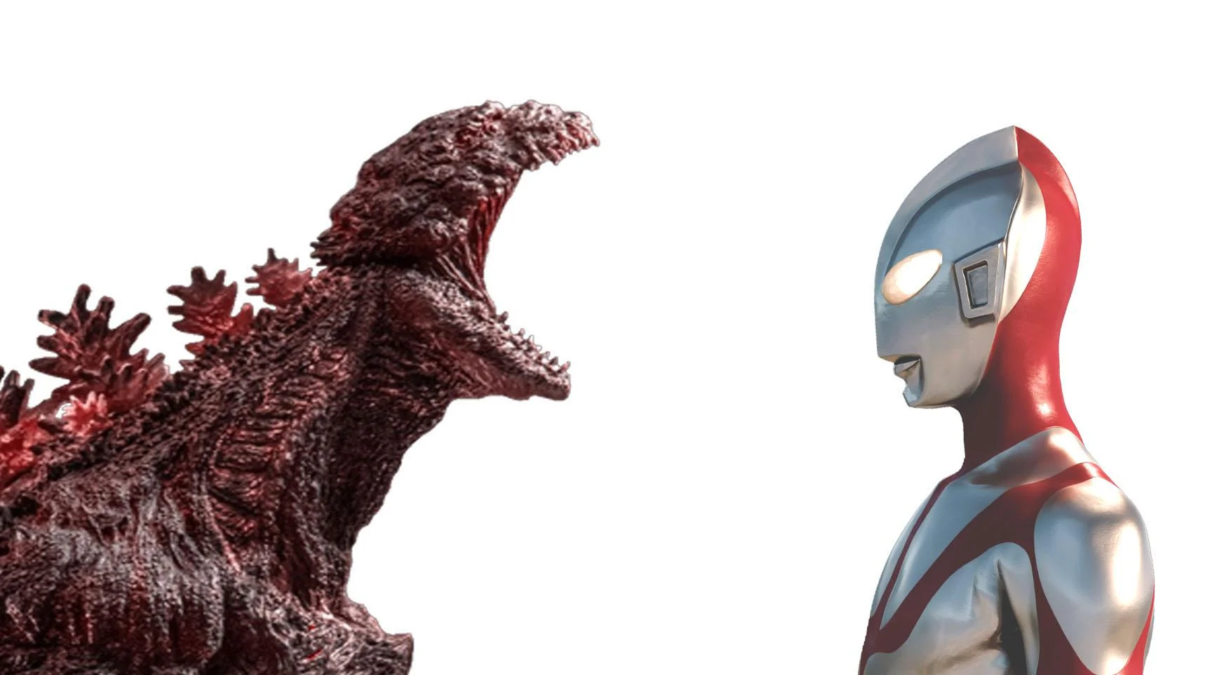 Shin Godzilla yelling at Shin Ultraman Blank Meme Template