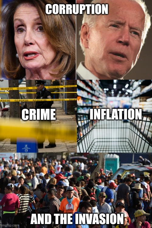 What's Americans are really worried about. | CORRUPTION; INFLATION; CRIME; AND THE INVASION | image tagged in memes | made w/ Imgflip meme maker