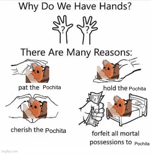 Pochita | Pochita; Pochita; Pochita; Pochita | image tagged in why do we have hands all blank | made w/ Imgflip meme maker