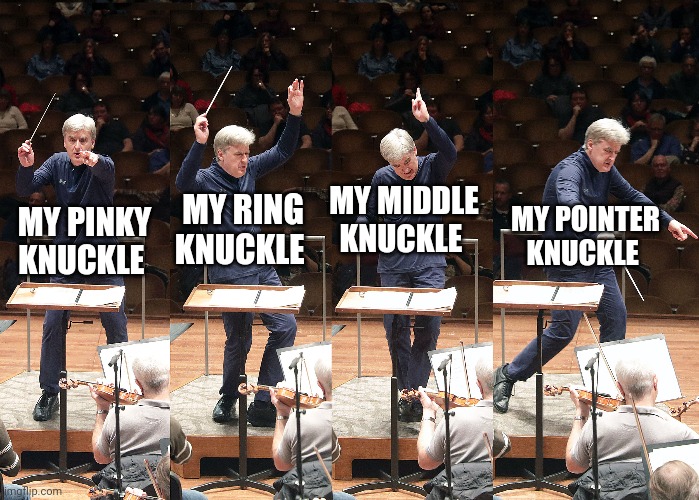 MY POINTER KNUCKLE MY MIDDLE KNUCKLE MY RING KNUCKLE MY PINKY KNUCKLE | made w/ Imgflip meme maker