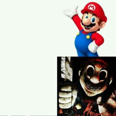 Normal Mario vs Creepy Mario Blank Meme Template