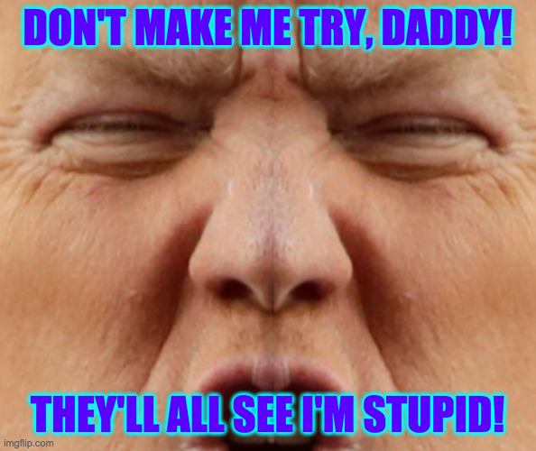 DON'T MAKE ME TRY, DADDY! THEY'LL ALL SEE I'M STUPID! | made w/ Imgflip meme maker