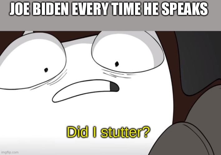 did i stutter? | JOE BIDEN EVERY TIME HE SPEAKS | image tagged in did i stutter | made w/ Imgflip meme maker