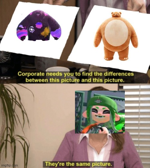 BEAR | image tagged in corporate needs you to find the differences,splatoon 3,splatoon,salmon run | made w/ Imgflip meme maker