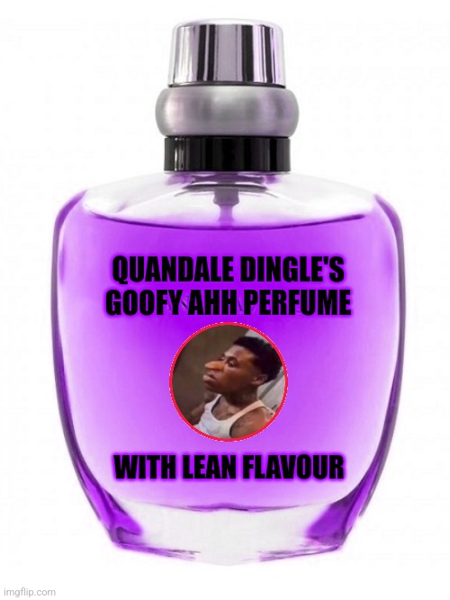 Quandale Dingle's Goofy Ahh Perfume | QUANDALE DINGLE'S GOOFY AHH PERFUME; WITH LEAN FLAVOUR | image tagged in quandale dingle,perfume,lean,goofy ahh,memes | made w/ Imgflip meme maker