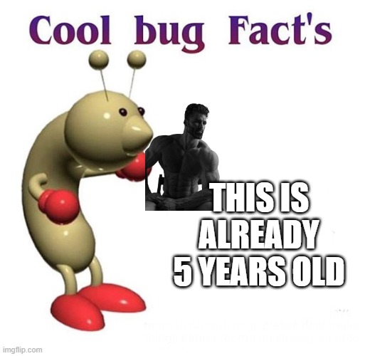 wow. | THIS IS ALREADY 5 YEARS OLD | image tagged in cool bug facts,gigachad | made w/ Imgflip meme maker