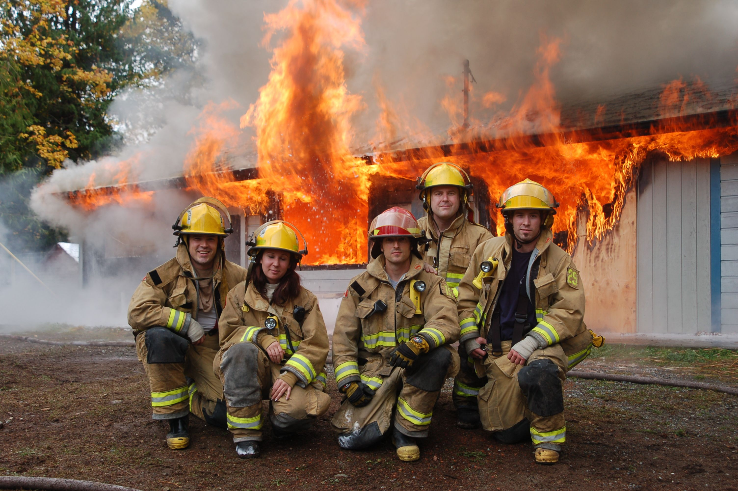 High Quality posing firefighters Blank Meme Template