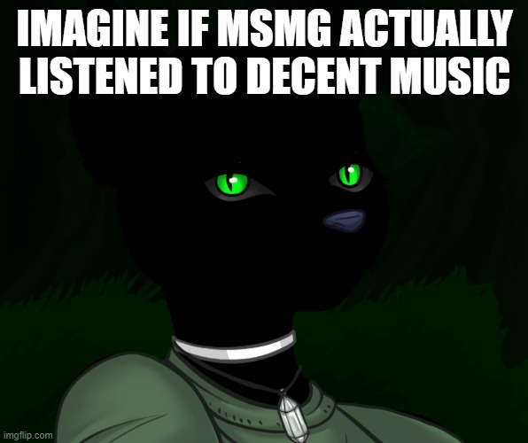My new panther fursona | IMAGINE IF MSMG ACTUALLY LISTENED TO DECENT MUSIC | image tagged in my new panther fursona | made w/ Imgflip meme maker