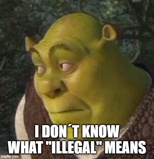 Shrek | I DON´T KNOW WHAT "ILLEGAL" MEANS | image tagged in shrek,illegal | made w/ Imgflip meme maker