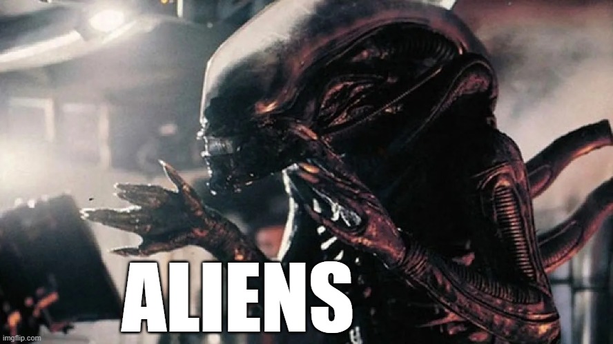 alien saying its aliens | ALIENS | image tagged in aliens | made w/ Imgflip meme maker