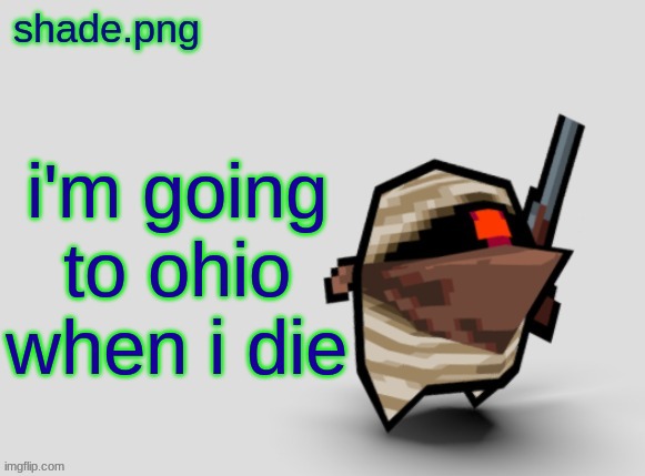shade.png's  bandit temp. | i'm going to ohio when i die | image tagged in shade png's bandit temp | made w/ Imgflip meme maker