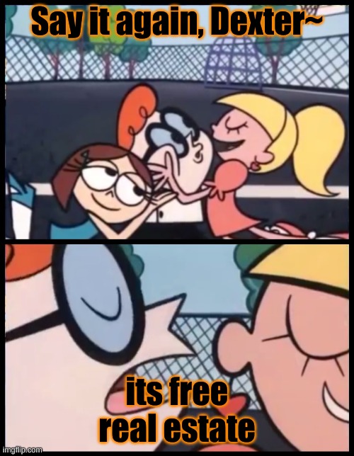 Say it Again, Dexter Meme | Say it again, Dexter~; its free real estate | image tagged in memes,say it again dexter | made w/ Imgflip meme maker