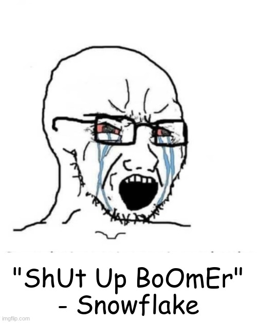 "ShUt Up BoOmEr"
- Snowflake | made w/ Imgflip meme maker
