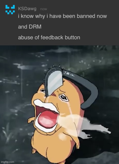 image tagged in pochita copper cry | made w/ Imgflip meme maker