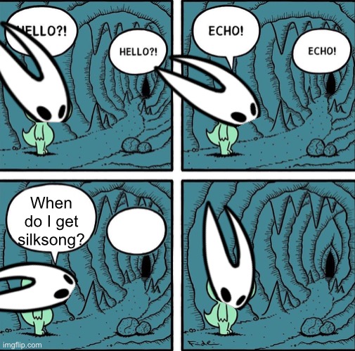 Dam | When do I get silksong? | image tagged in echo,hollow knight,silksong,memes | made w/ Imgflip meme maker