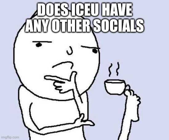 Does he | DOES ICEU HAVE ANY OTHER SOCIALS | image tagged in thinking meme | made w/ Imgflip meme maker