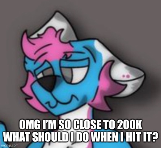 Gimmie ideas |  OMG I’M SO CLOSE TO 200K WHAT SHOULD I DO WHEN I HIT IT? | image tagged in memes,points,question,furry | made w/ Imgflip meme maker