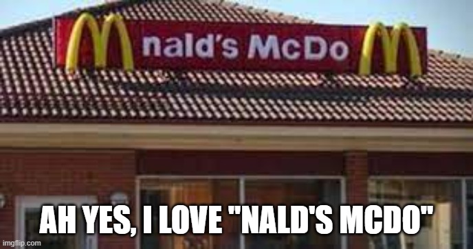 the fries here are amazing lol | AH YES, I LOVE "NALD'S MCDO" | image tagged in mcdonalds,you had one job,task failed successfully | made w/ Imgflip meme maker