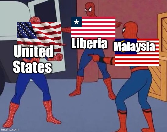 3 Spiderman Pointing | Liberia; Malaysia; United States | image tagged in 3 spiderman pointing | made w/ Imgflip meme maker