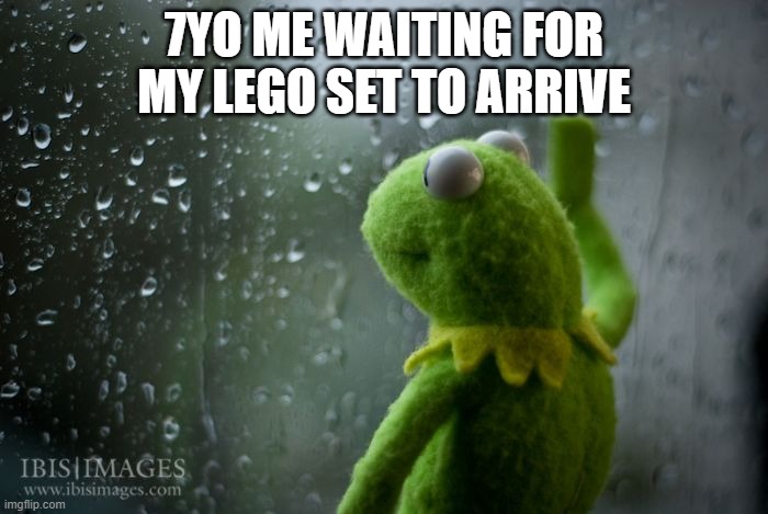 the package you're waiting for is always the one that's delayed | 7YO ME WAITING FOR MY LEGO SET TO ARRIVE | image tagged in kermit window | made w/ Imgflip meme maker