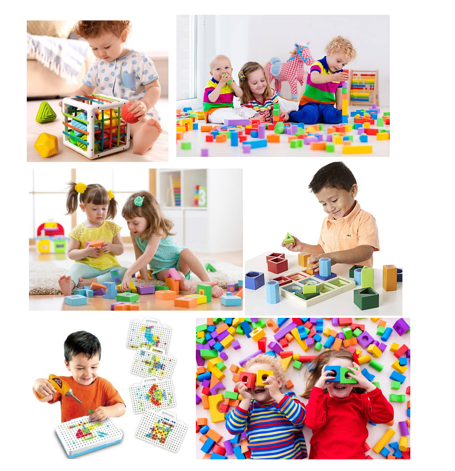Children playing with educational toys Blank Meme Template