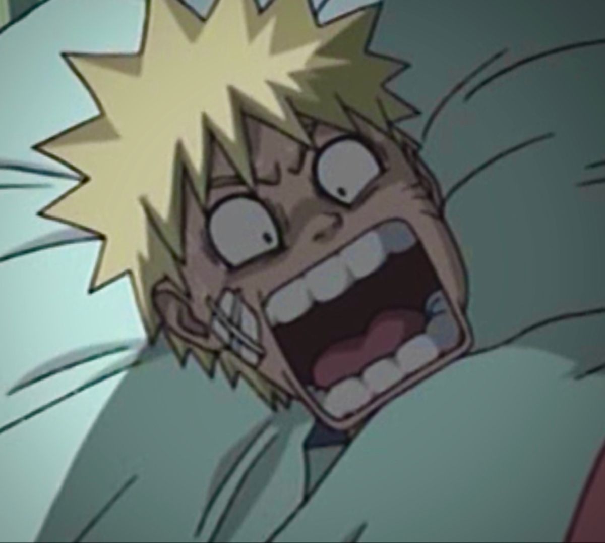 Naruto wakes up freaked out Blank Meme Template