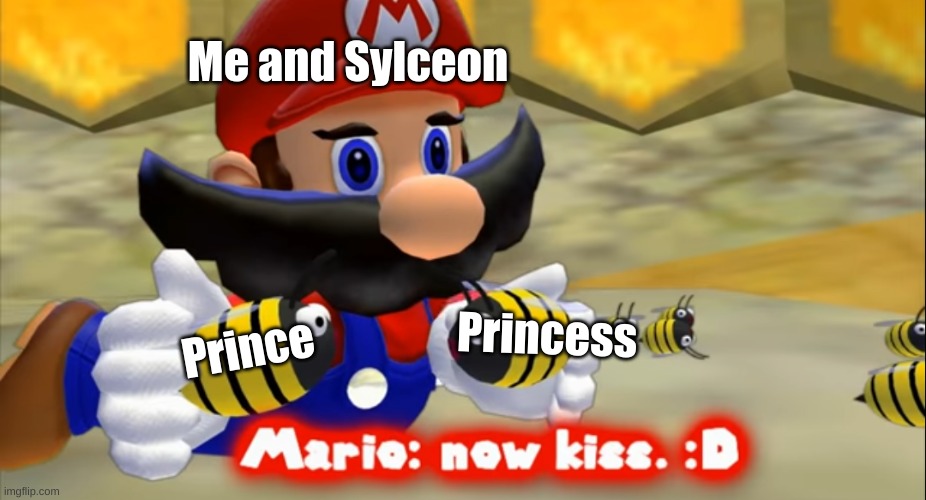 Smg4 now kiss | Me and Sylceon; Princess; Prince | image tagged in smg4 now kiss | made w/ Imgflip meme maker